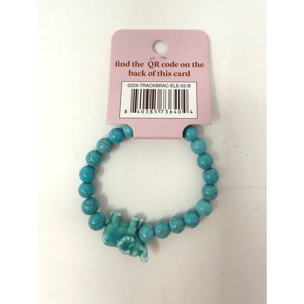 Simply Southern Elephant Tracking Bracelet Turquoise Blue Beaded Stretch - Picture 2 of 3